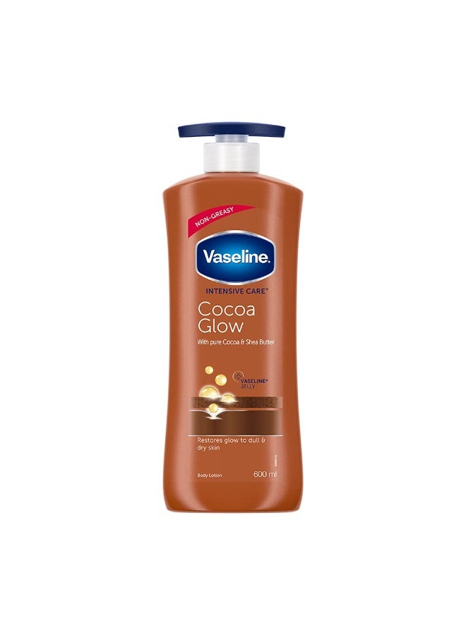 Vaseline Intensive Care 24 hr nourishing Cocoa Glow Body Lotion with Cocoa And Shea Butter- 600 ml & Vaseline Healthy Bright Daily Brightening Body Lotion, For Healthy & Glowing Skin, 400 ml - Image 2